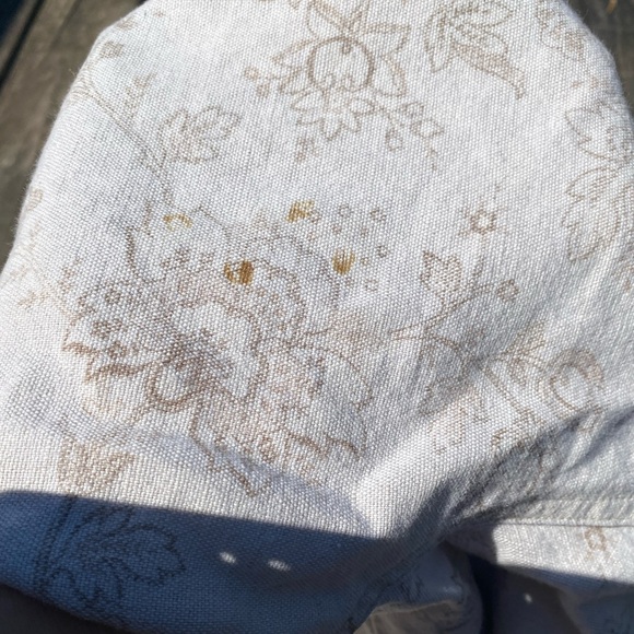 Talbots linen cotton blend jeans oatmeal color floral design size 12 high waist - Picture 12 of 13